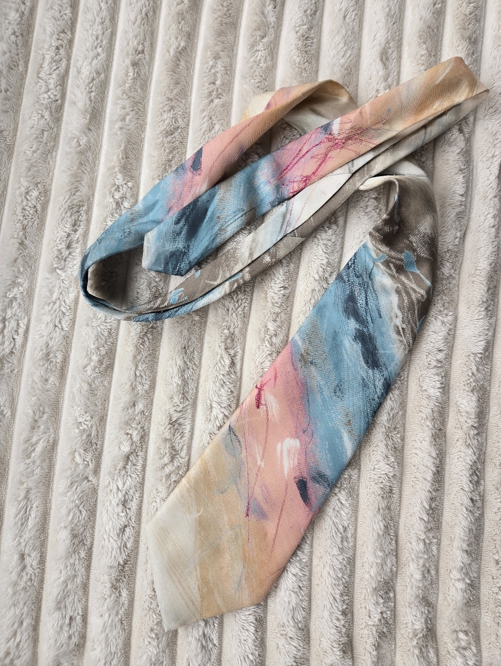 Vintage Creazioni Oliver 100% Silk Tie Pastel Impression Made In Italy